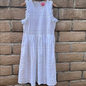 Kate Spade White Floral eyelet Lace midi dress size 14‎